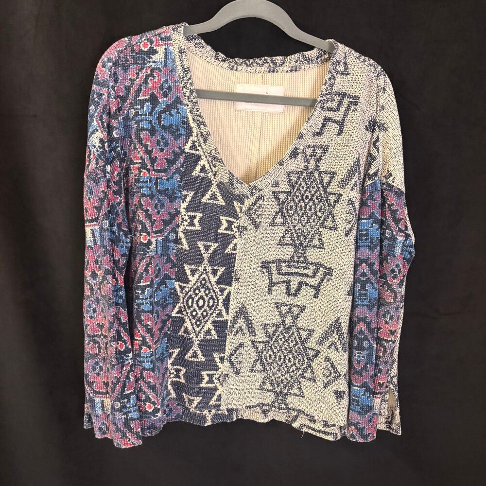Pilcro Anthropologie Women Waffle Knit Aztec Sweater -Size Small